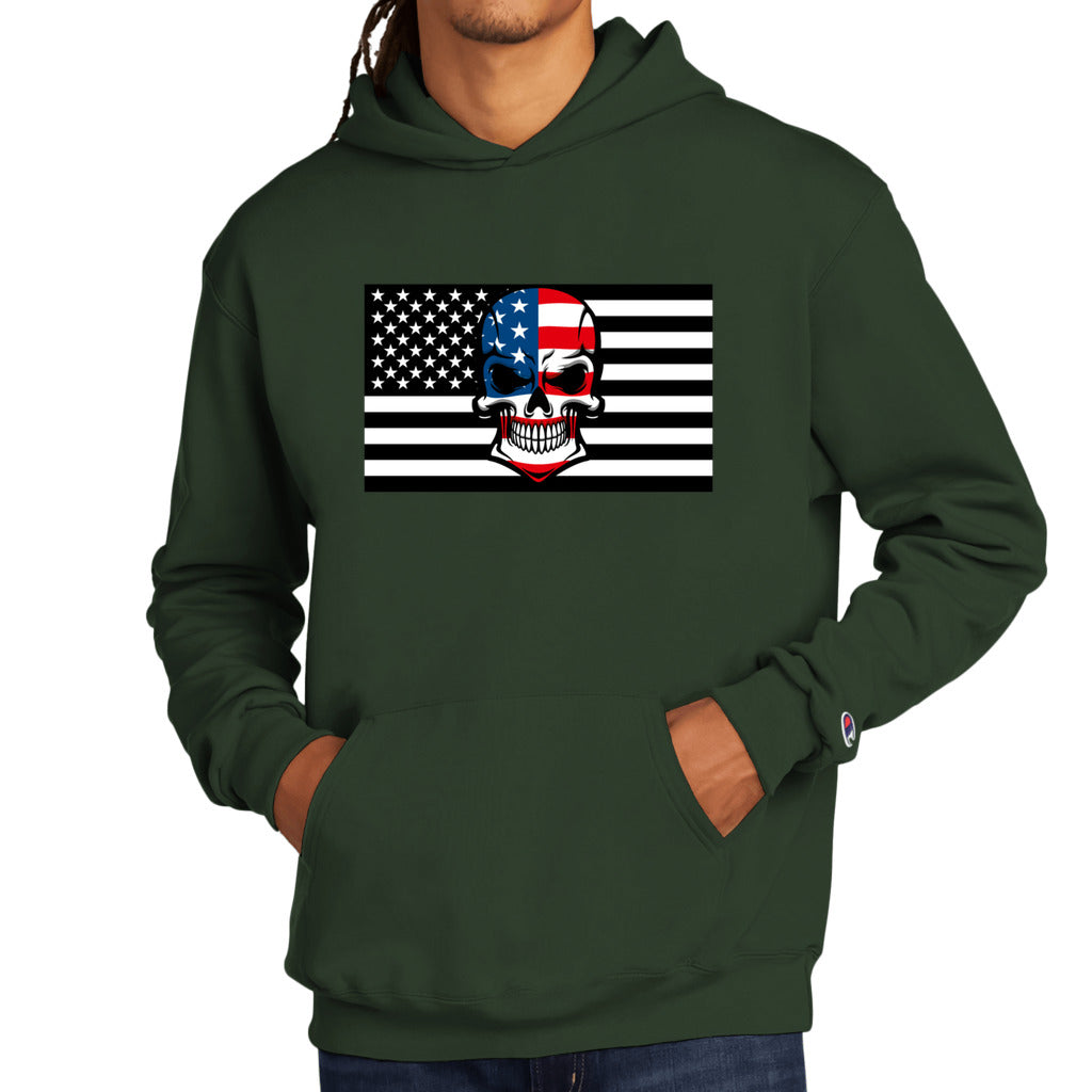 DARK GREEN - Skull Flag Men's Champion Hoodie - Ships from The US - mens hoodie at TFC&H Co.