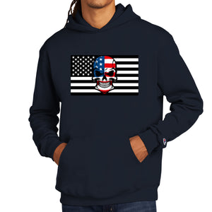 NAVY - Skull Flag Men's Champion Hoodie - Ships from The US - mens hoodie at TFC&H Co.