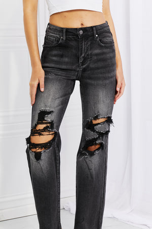 - RISEN Full Size Lois Distressed Loose Fit Jeans - Ships from The USA - womens jeans at TFC&H Co.