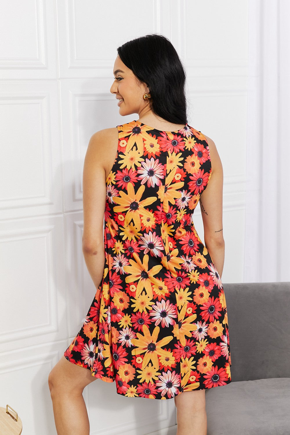 - Yelete Full Size Floral Sleeveless Dress with Pockets - Ships from The US - womens dress at TFC&H Co.