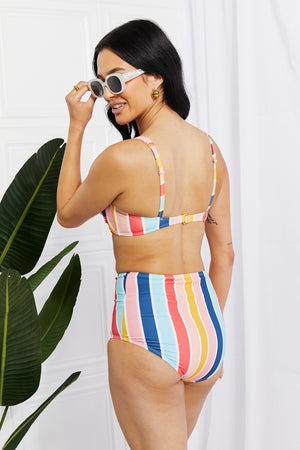 - Marina West Swim Take A Dip Twist High-Rise Bikini in Stripe - Ships from The US - womens bikini set at TFC&H Co.