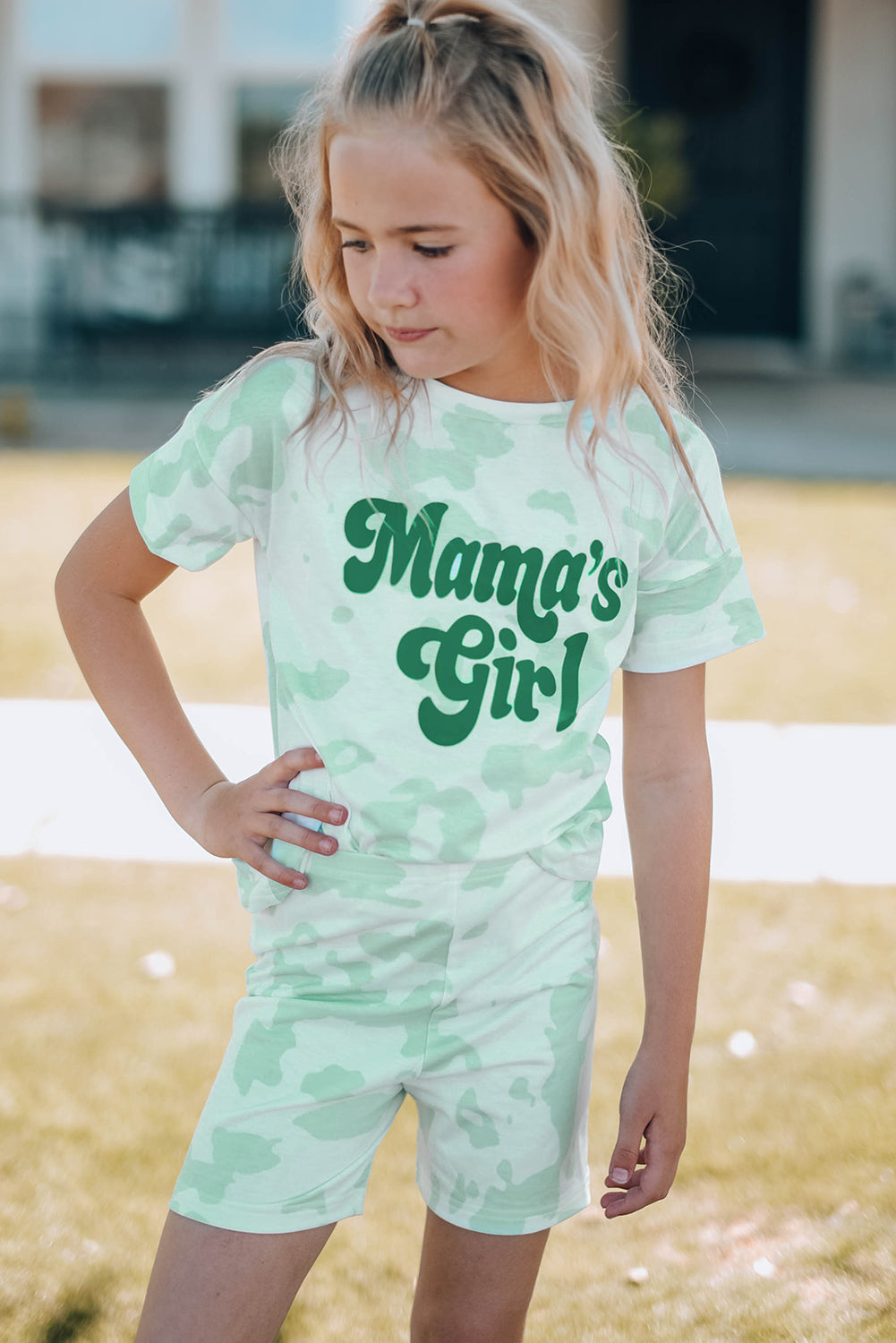 Girls Printed Letter Graphic Lounge Set - Mommy & Me - girl's short set at TFC&H Co.