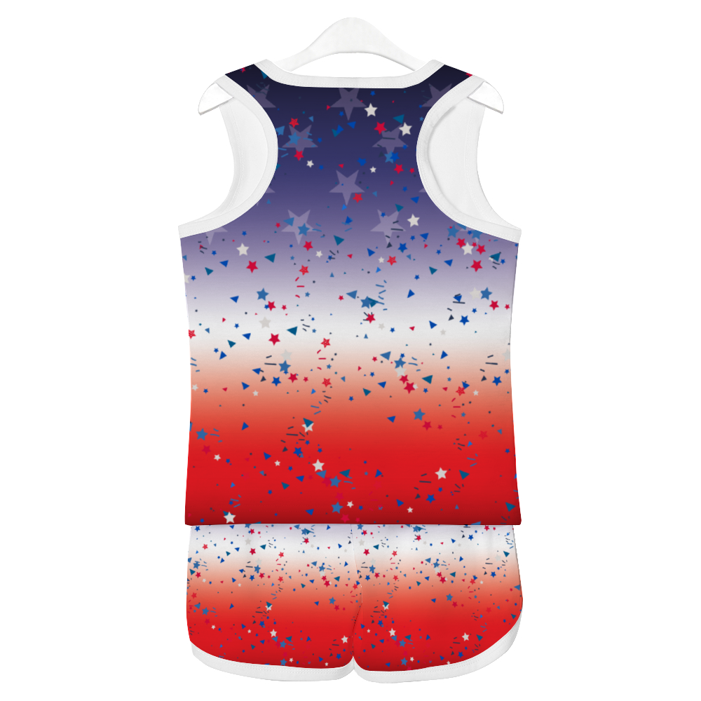 Ombre Star Flag Tank Top with Short 2 Piece Outfit - kid's short set at TFC&H Co.