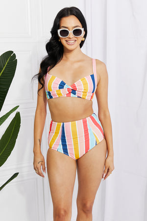 STRIPE - Marina West Swim Take A Dip Twist High-Rise Bikini in Stripe - Ships from The US - womens bikini set at TFC&H Co.