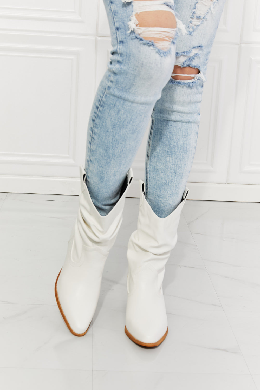 MMShoes Better in Texas Scrunch White Cowgirl Boots - Ships from The Us - women's boots at TFC&H Co.