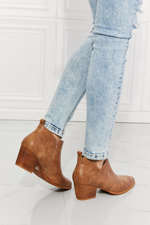 - MMShoes Trust Yourself Embroidered Crossover Cowboy Bootie in Caramel - Ships from The US - womens booties at TFC&H Co.