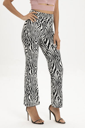 - Zebra Print Straight Leg Pants - womens pants at TFC&H Co.