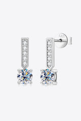 SILVER ONE SIZE - Moissanite and Zircon 925 Sterling Silver Drop Earrings - earrings at TFC&H Co.