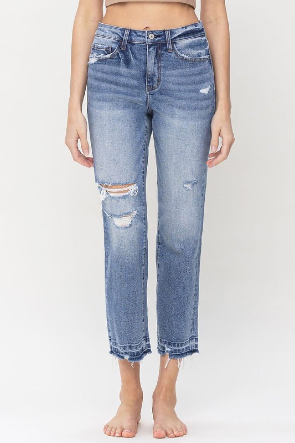 MEDIUM - Lovervet Full Size Lena High Rise Crop Straight Jeans - Ships from The US - womens jeans at TFC&H Co.