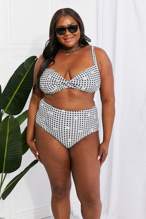 BLACK WHITE - Marina West Swim Take A Dip Twist High-Rise Bikini in Black - Ships from The US - womens bikini set at TFC&H Co.