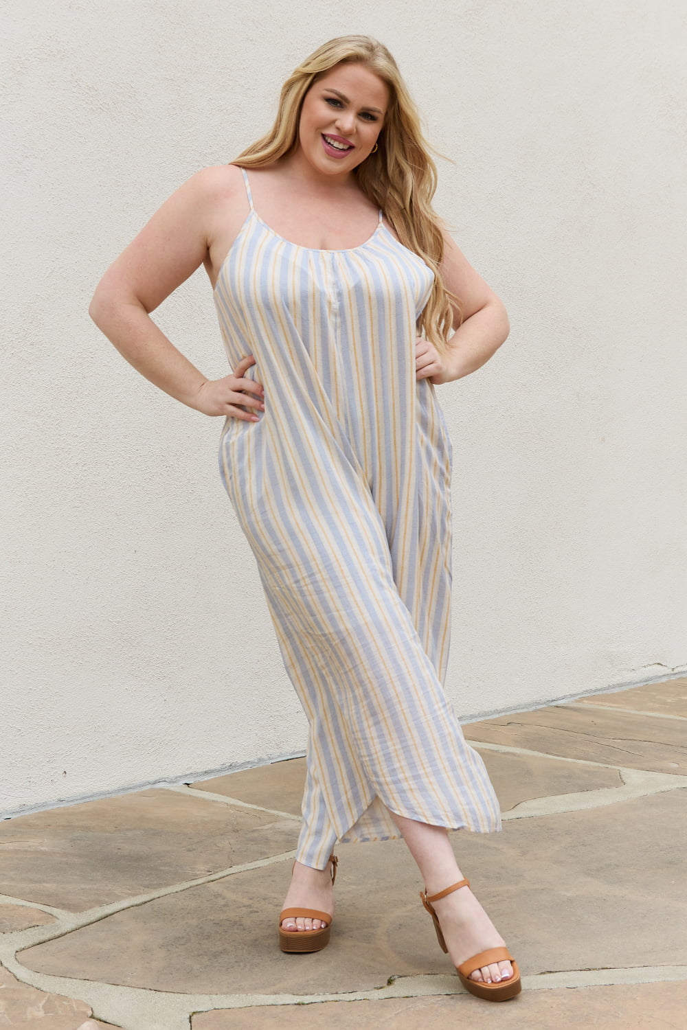 - HEYSON Full Size Multi Colored Striped Jumpsuit with Pockets - Ships from The USA - womens jumpsuit at TFC&H Co.