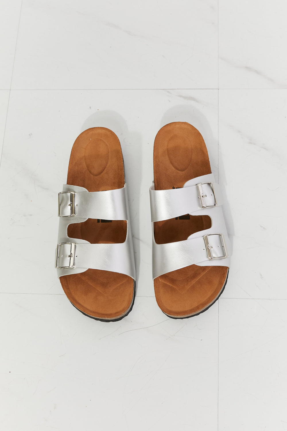 - MMShoes Best Life Double-Banded Slide Sandal in Silver - Ships from The US - womens slides at TFC&H Co.