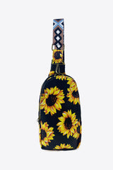 BLACK SUNFLOWER ONE SIZE - Printed PU Leather Sling Bag - handbags at TFC&H Co.