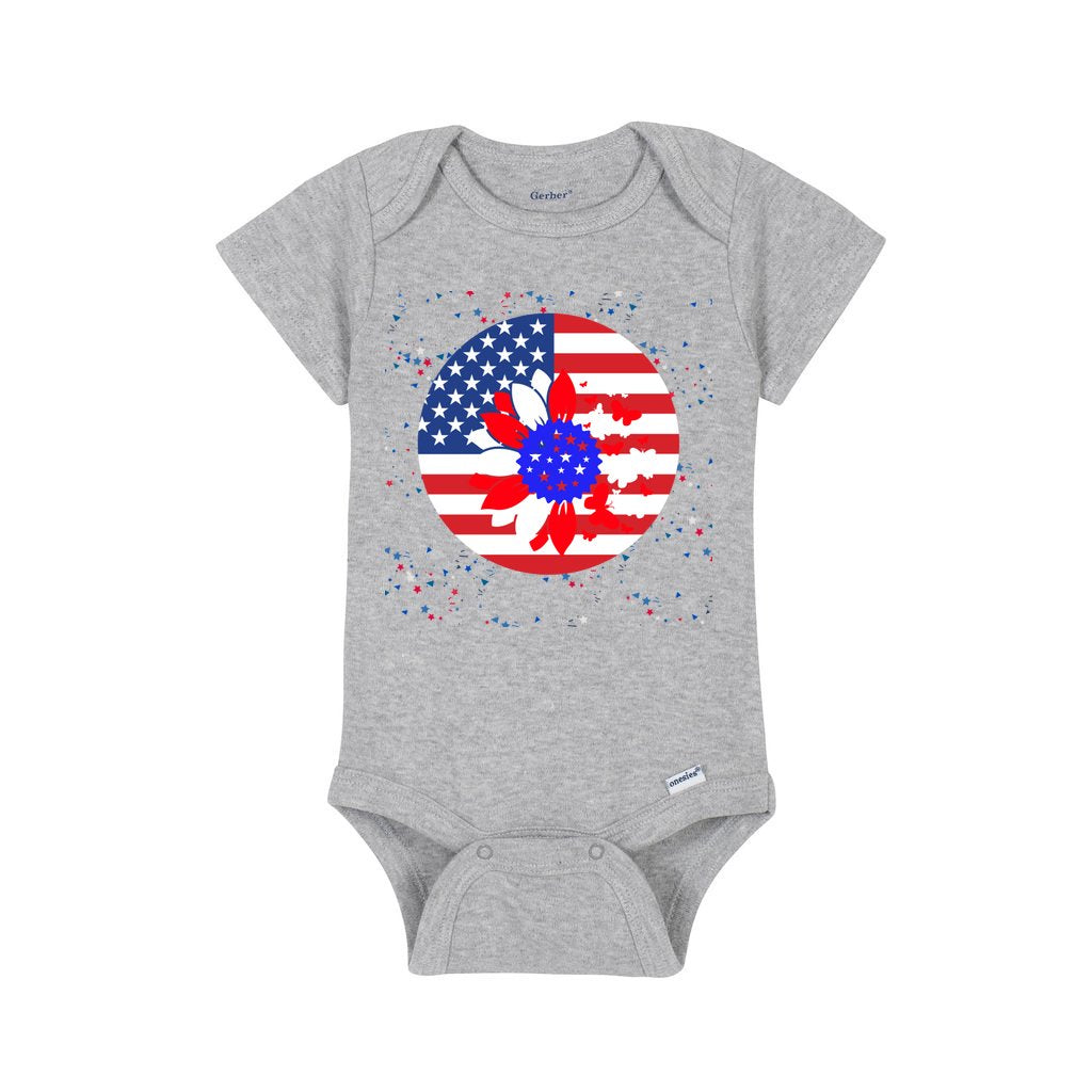 HEATHER - Petal Flag Baby Short Sleeve Onesie - Ships from The US - infant onesie at TFC&H Co.