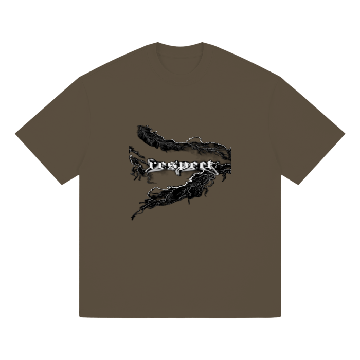 BROWN - Respect Men's Heavyweight Earth Tone Loose Fit FOG 100% Cotton T-Shirt - mens t-shirt at TFC&H Co.