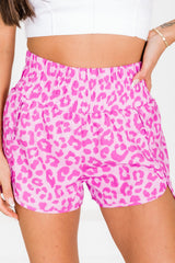 PINK - Pink Leopard High Waisted Athletic Shorts - Shorts at TFC&H Co.