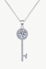 SILVER ONE SIZE - Moissanite Key Pendant Necklace - necklace at TFC&H Co.