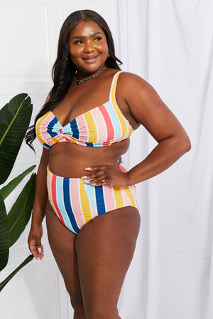 - Marina West Swim Take A Dip Twist High-Rise Bikini in Stripe - Ships from The US - womens bikini set at TFC&H Co.