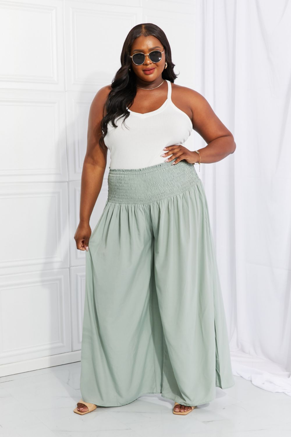 - HEYSON Full Size Beautiful You Smocked Palazzo Pants - Ships from The US - womens pants at TFC&H Co.