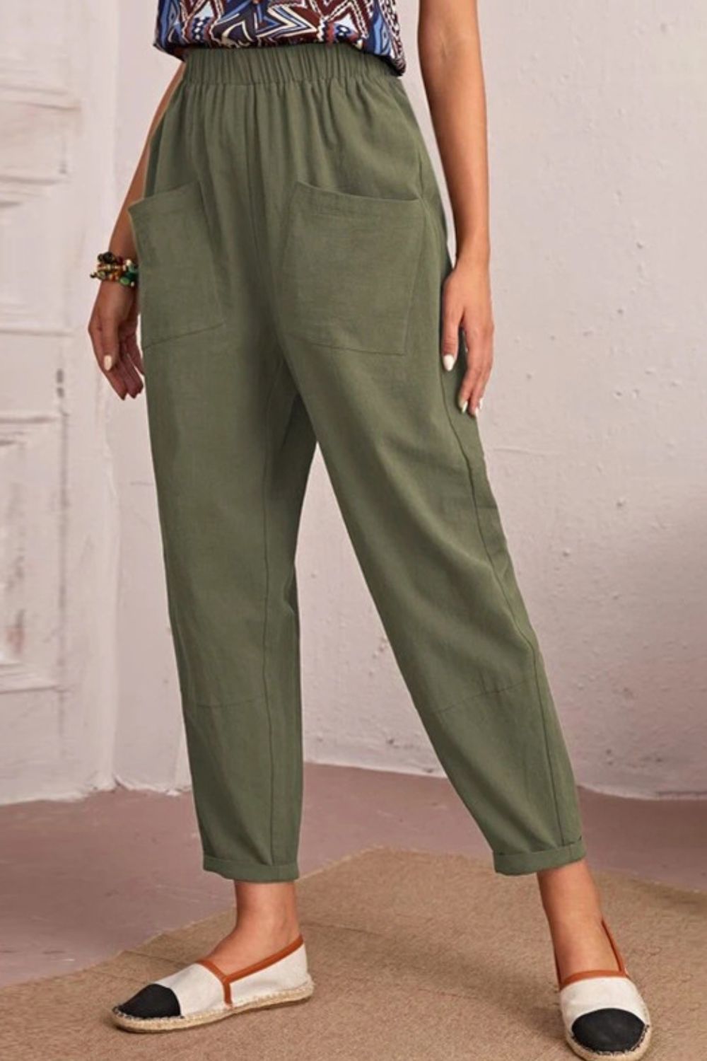 - Elastic Waist Pocket Tapered Pants - 2 colors - womens pants at TFC&H Co.