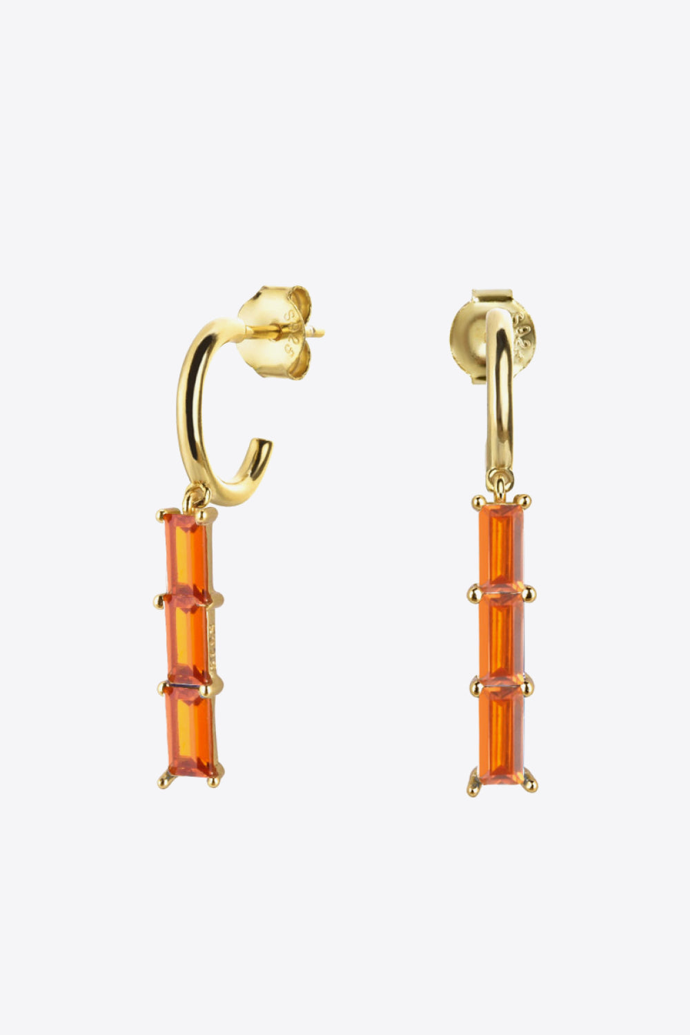 GOLD/ORANGE ONE SIZE - Inlaid Zircon 925 Sterling Silver Earrings - 7 colors - earrings at TFC&H Co.