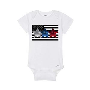 WHITE - Flag Star Baby Short Sleeve Onesie - Ships from The US - infant onesie at TFC&H Co.
