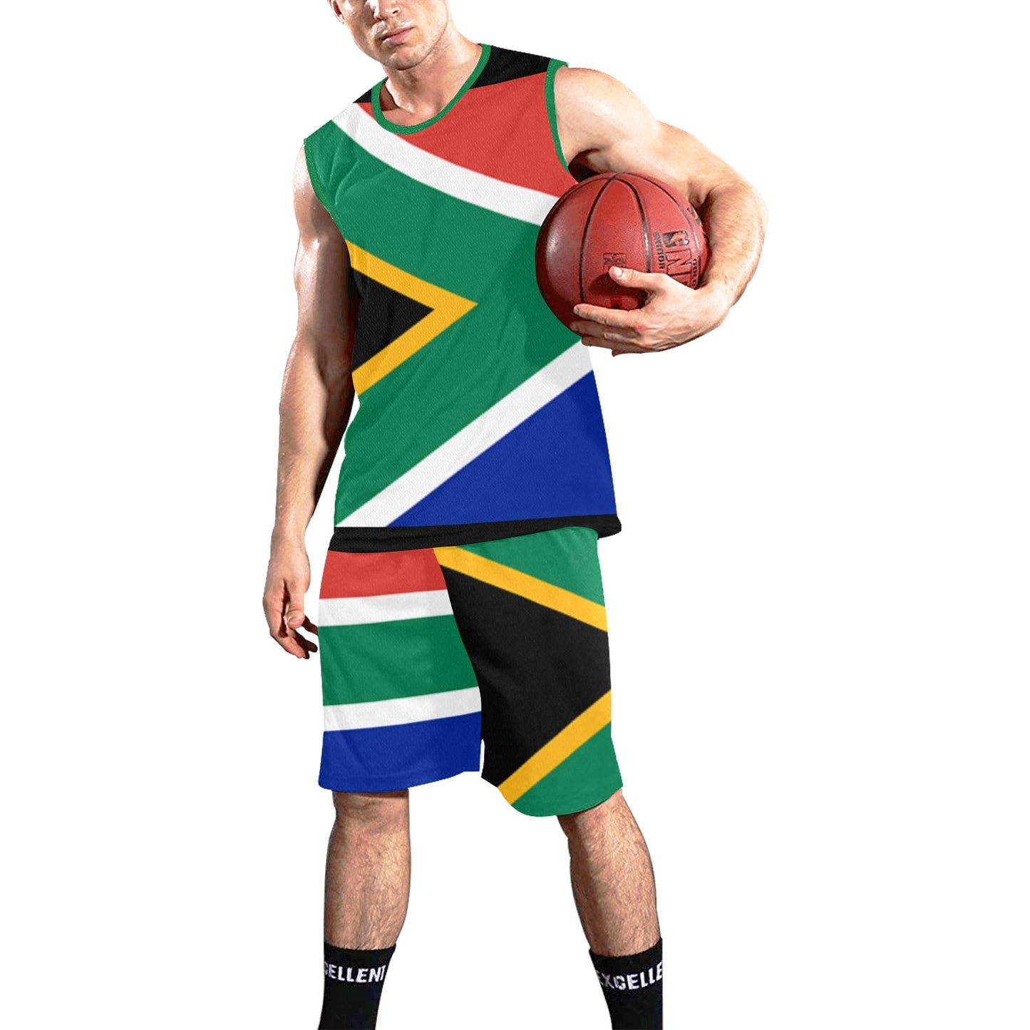 ZA Flag Men's Basketball Tracksuit - men's short set at TFC&H Co.