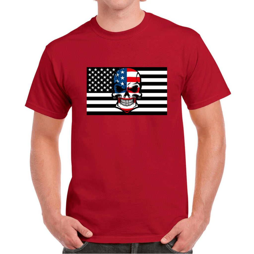CARDINAL RED - Skull Flag Men's Heavy Cotton T-Shirt - Ships from The US - mens t-shirt at TFC&H Co.