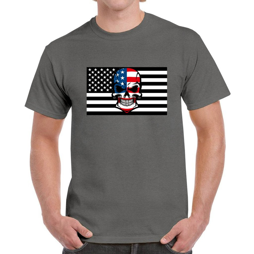 CHARCOAL - Skull Flag Men's Heavy Cotton T-Shirt - Ships from The US - mens t-shirt at TFC&H Co.