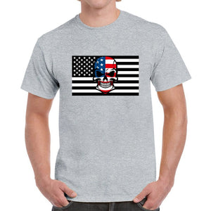 SPORTS GREY - Skull Flag Men's Heavy Cotton T-Shirt - Ships from The US - mens t-shirt at TFC&H Co.