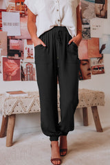 BLACK - Tied Long Joggers with Pockets - 5 colors - womens joggers at TFC&H Co.