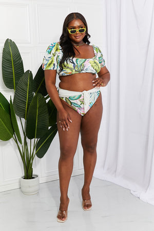 - Marina West Swim Vacay Ready Puff Sleeve Bikini in Floral - Ships from The US - womens bikini set at TFC&H Co.