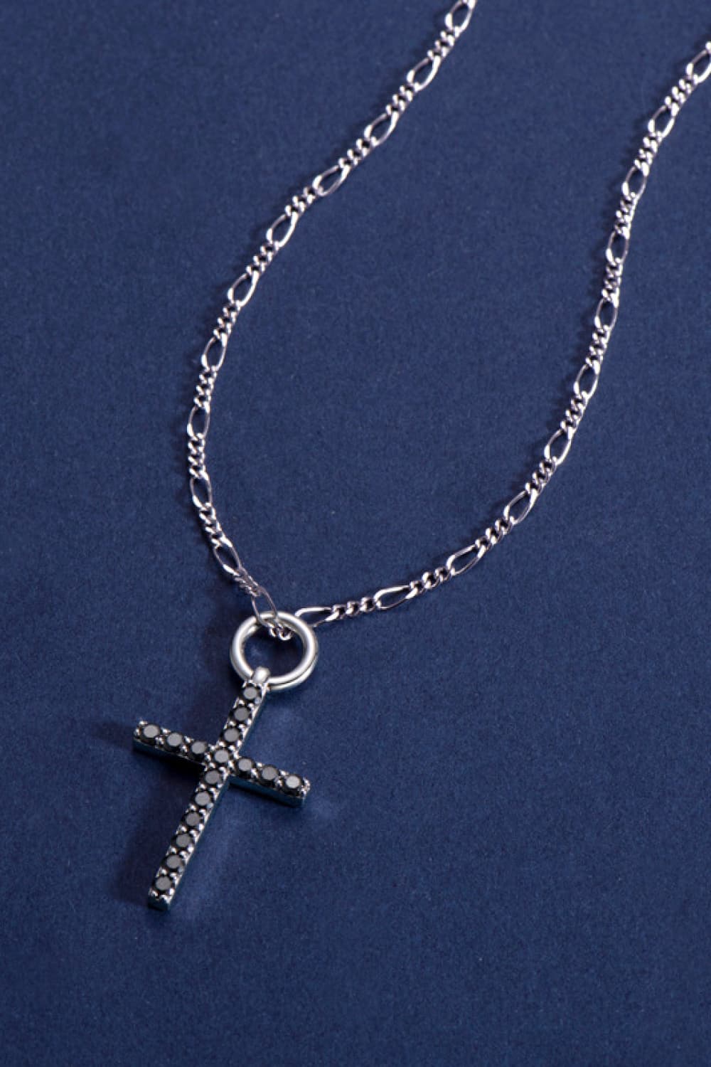 Moissanite Cross Pendant Platinum-Plated Necklace - necklace at TFC&H Co.