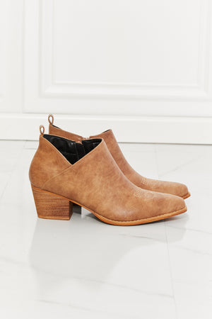 - MMShoes Trust Yourself Embroidered Crossover Cowboy Bootie in Caramel - Ships from The US - womens booties at TFC&H Co.