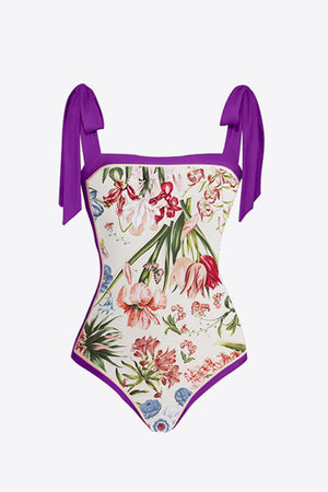 - Floral Tie Shoulder Two-Piece Swim Set - womens swimsuit at TFC&H Co.