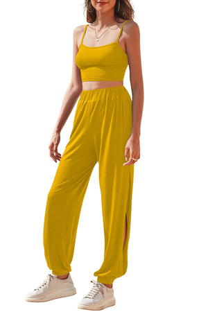 - Cropped Cami and Side Split Joggers Set - 4 colors - womens crop top & pants at TFC&H Co.