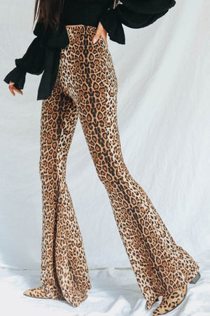 LEOPARD Leopard Print Flare Leg Pants - women's pants at TFC&H Co.