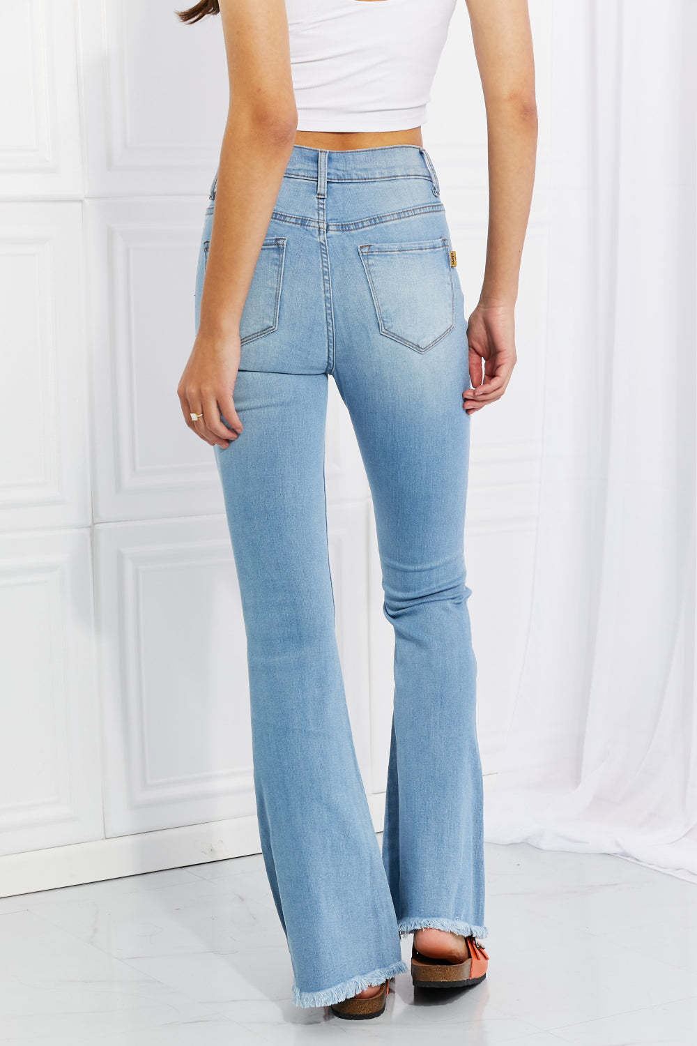 Vibrant MIU Full Size Jess Button Flare Jeans - Ships from The US - women's jeans at TFC&H Co.