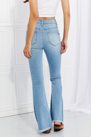 - Vibrant MIU Full Size Jess Button Flare Jeans - Ships from The US - womens jeans at TFC&H Co.