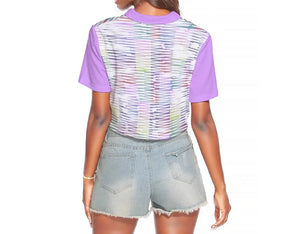 - Scribbled Women's V-neck Short Sleeve Cropped T-shirt - womens crop top at TFC&H Co.