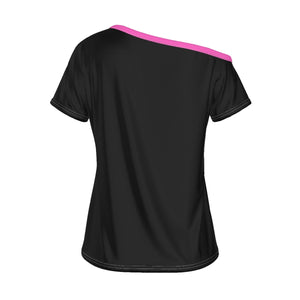 So Sweet Women's Off-Shoulder Pink Collar T-shirt - women's t-shirt at TFC&H Co.