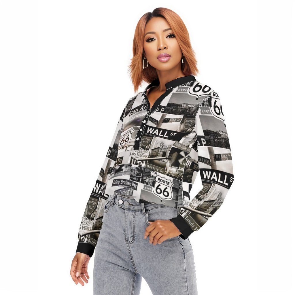 - Greyed Streets Women's Long Sleeve Blouse With Button Closure - womens shirt at TFC&H Co.