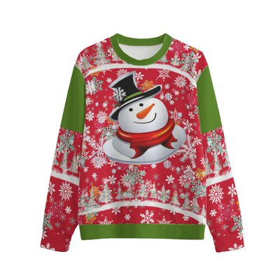 Red/Green Snow Man's Delight Unisex O-neck Christmas Sweatshirt | 100% Cotton - Unisex Sweatshirt at TFC&H Co.