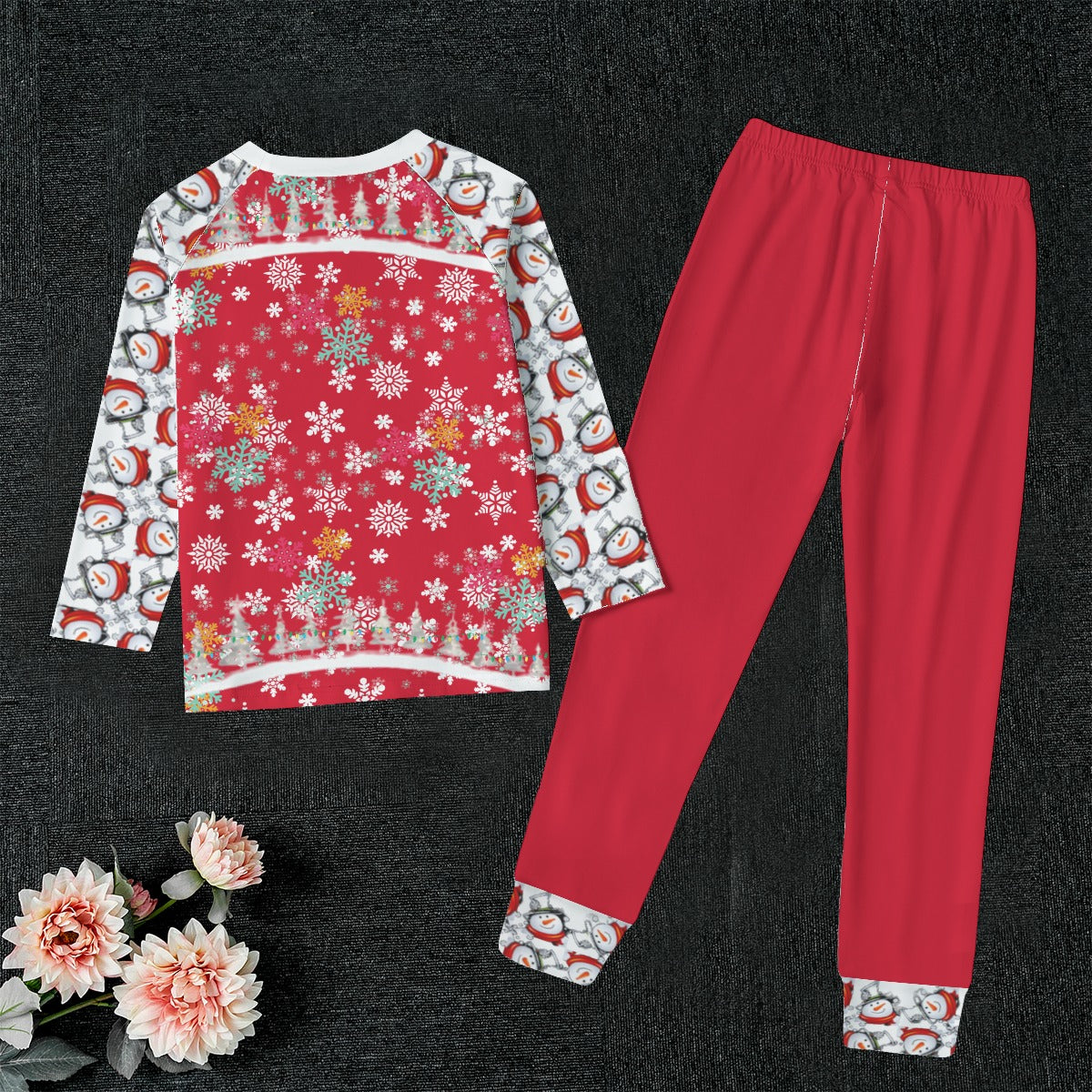 Snow Man's Delight Kid's Christmas Pajamas - kid's pajama set at TFC&H Co.