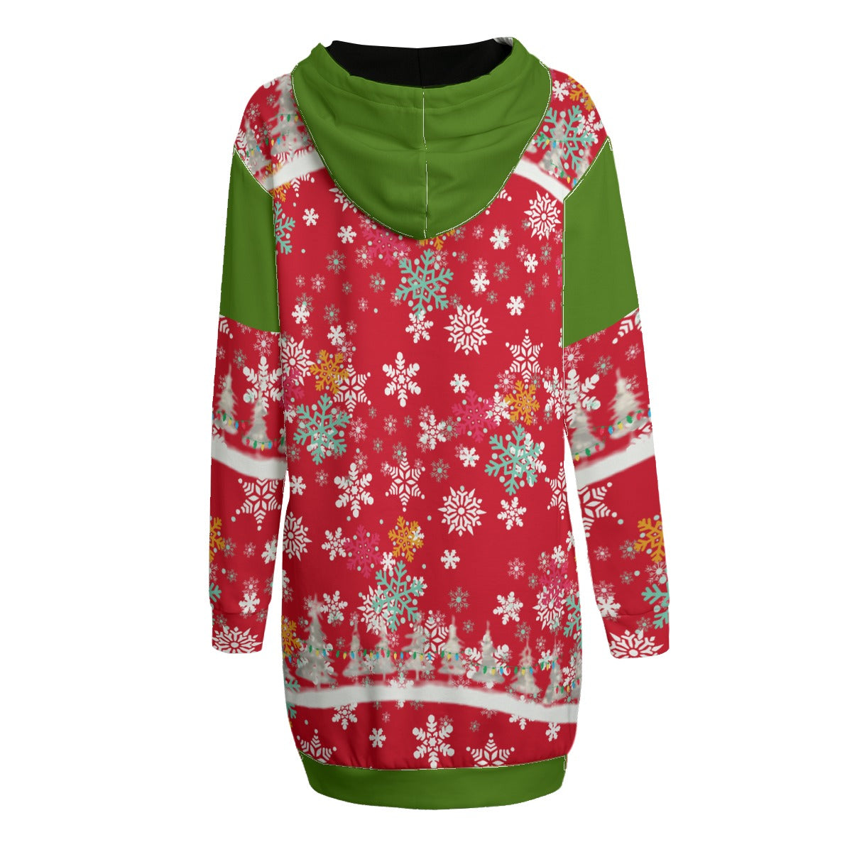 Snow Man's Delight Women's Long Christmas Hoodie | Interlock - women's hoodie dress at TFC&H Co.