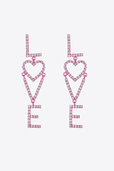 Hot Pink One Size - LOVE Glass Stone Zinc Alloy Earrings - 2 styles - earrings at TFC&H Co.