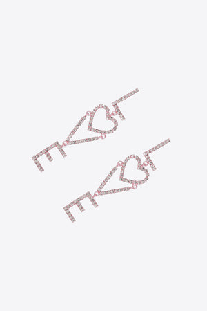 - LOVE Glass Stone Zinc Alloy Earrings - 2 styles - earrings at TFC&H Co.