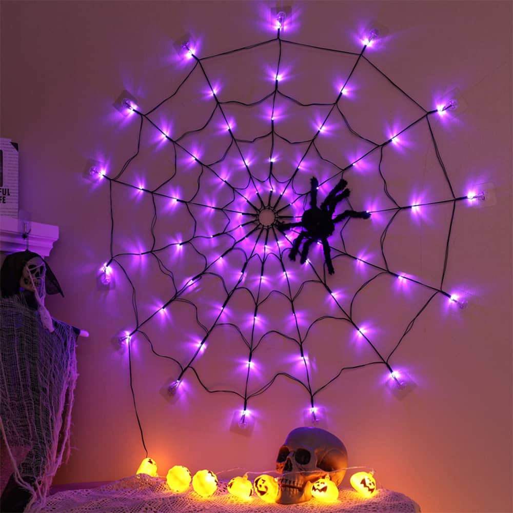 - Halloween Spider Web LED Lights w/ Remote - Halloween Decor at TFC&H Co.