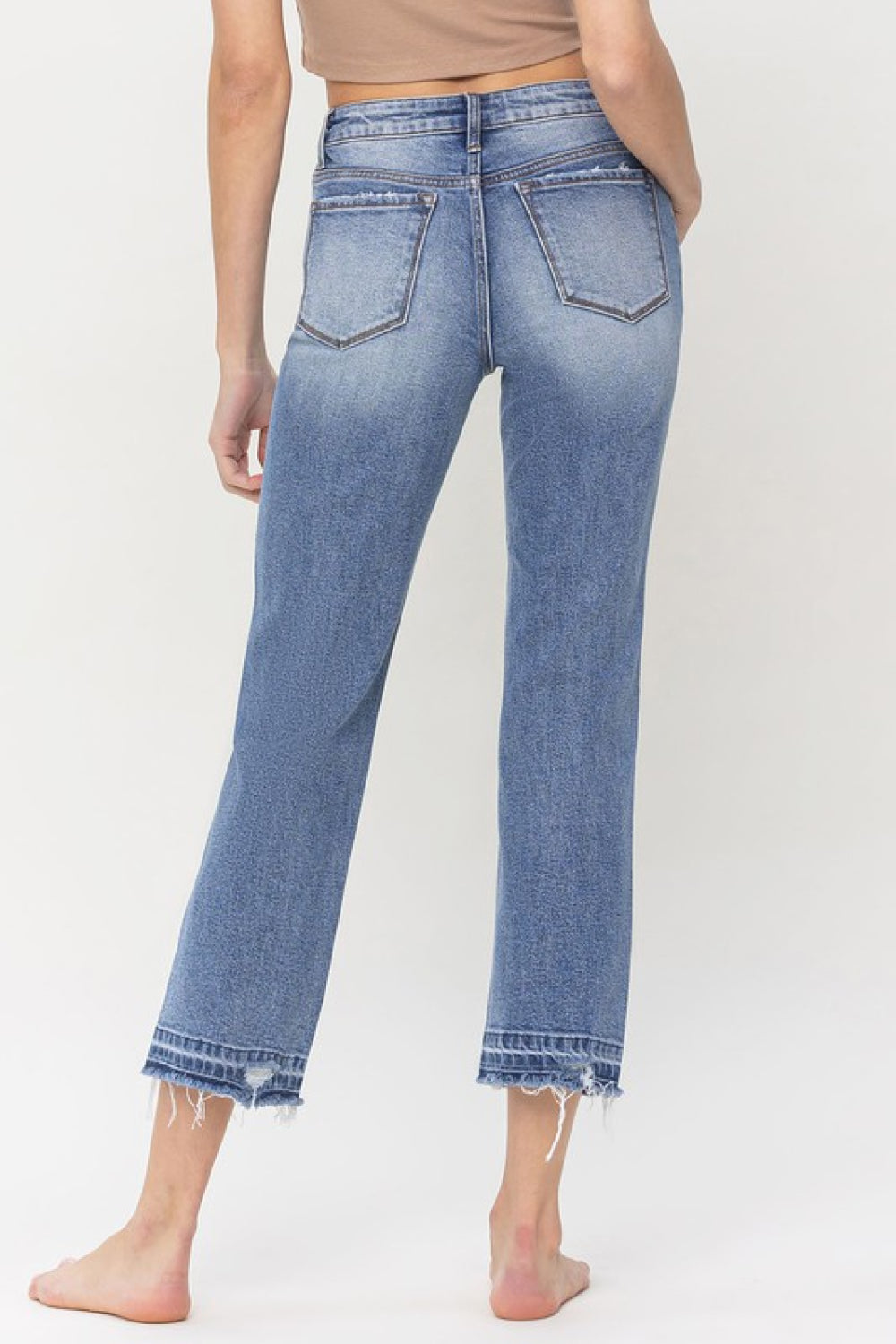 - Lovervet Full Size Lena High Rise Crop Straight Jeans - Ships from The US - womens jeans at TFC&H Co.