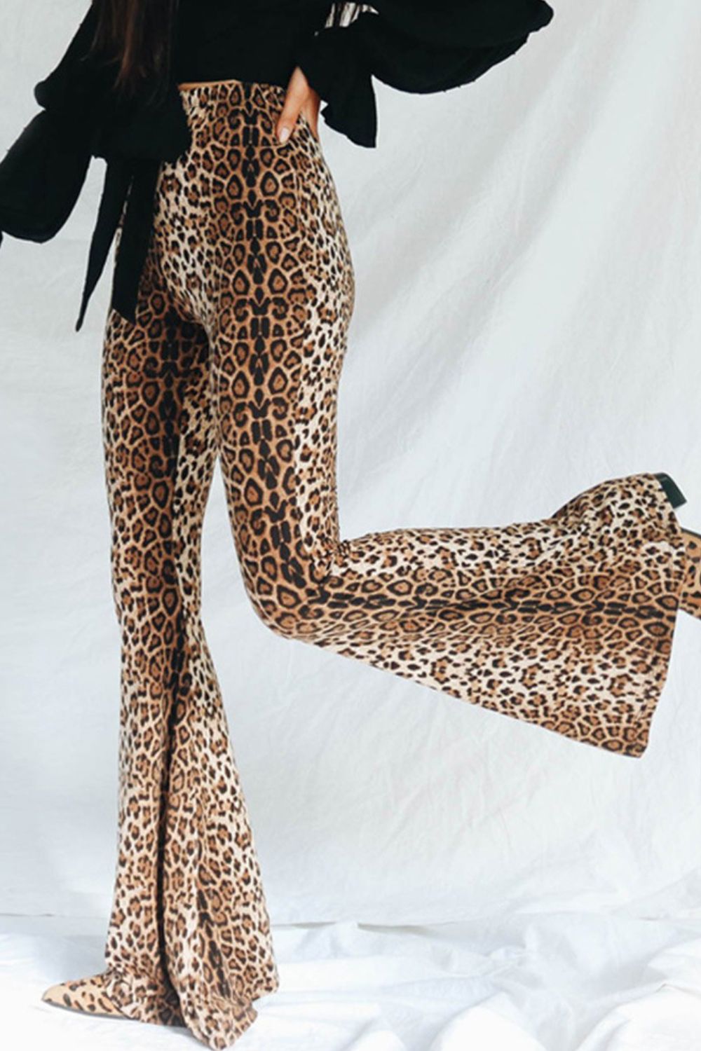 Leopard Print Flare Leg Pants - women's pants at TFC&H Co.